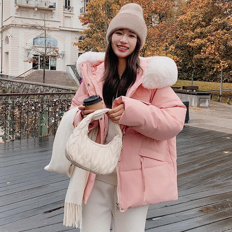 2024 New Fashionable Korean Style Large Fur Collar Design Niche Thick Winter Thick Down Cotton Coat Warm Streetwear Coat