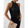 Sleeveless Top Women's Clothing 2025 Summer New Arrival Fashion Female Satin Multicolor Halterneck Cold-Shoulder Sleeveless Vest