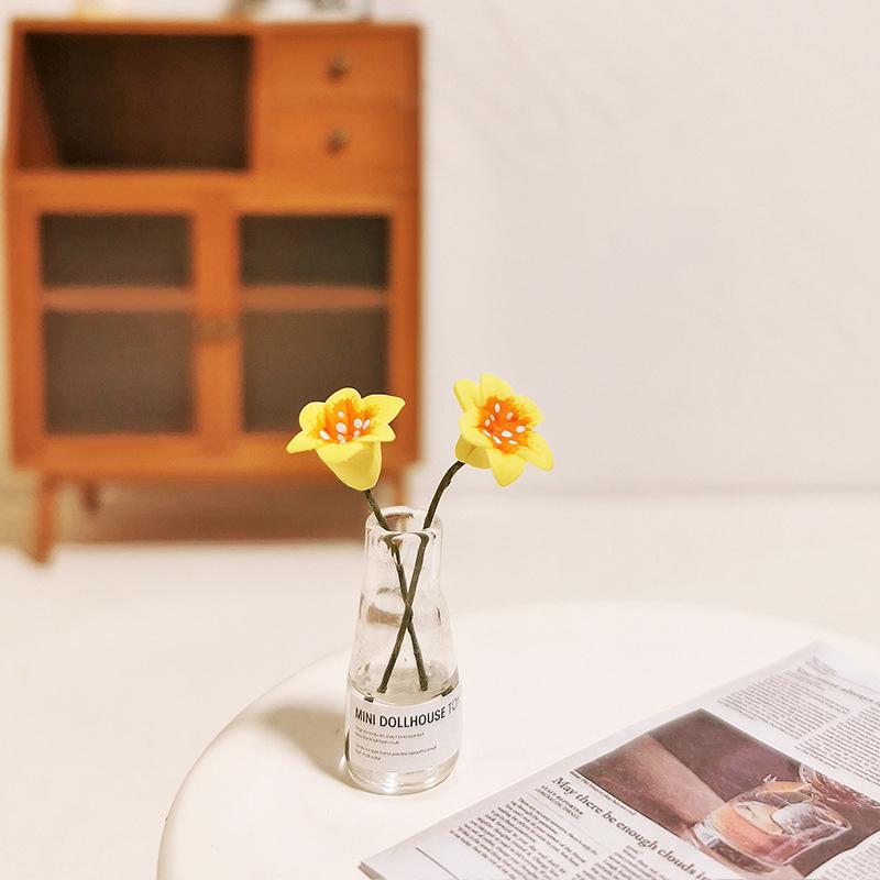 

1:12/1:6 Миниатюрная ваза для цветов в виде кукольного домика, цветочный орнамент, мини-подсолнух, тюльпан, лилия, цветочная композиция, ваза, аксессуары для кукол A6