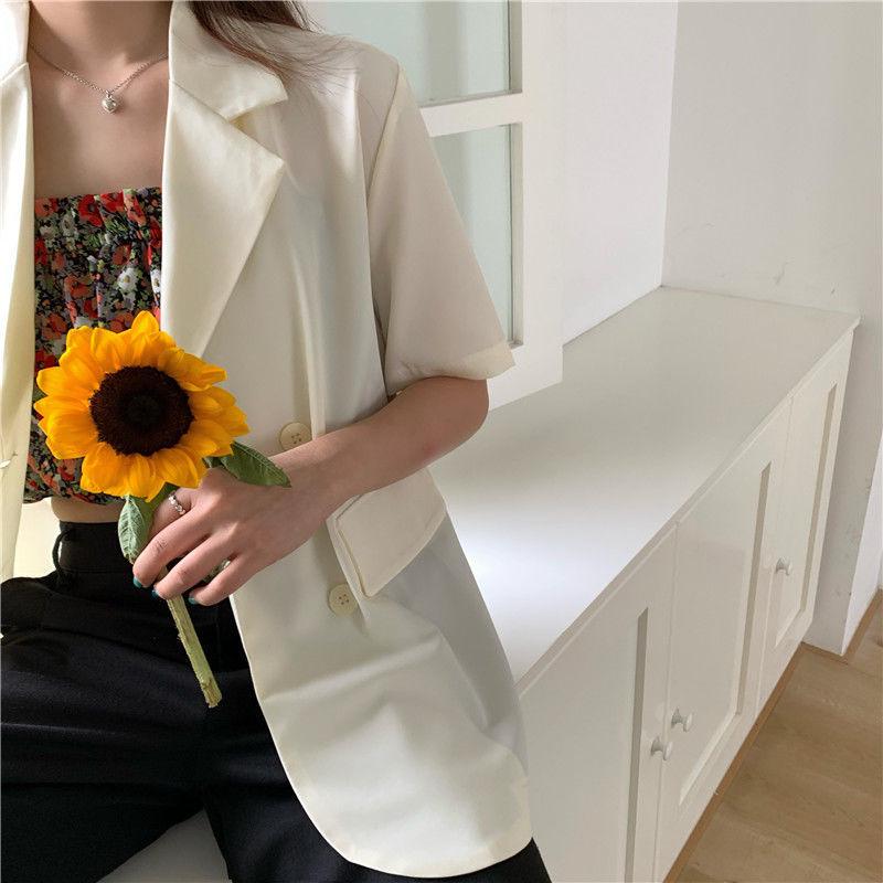 

2021 Summer Plus Size Korean Style Candy Color Loose Short Sleeve Women s Blazer XL бежевий