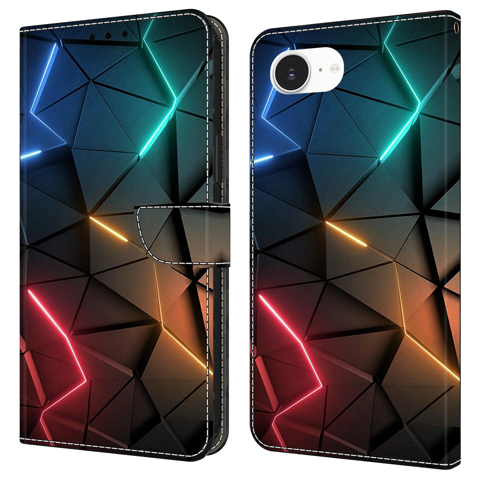 

Для iPhone 16e Чехол Кошелек Подставка Печать узоров ПУ Кожаный Чехол-книжка для телефона Light Cracks