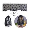 Cobweb Lace Table Runner and Rectangular Mantel Scarf Cover for Holiday Party Decoration, Black Spiderweb Mantel Scarf