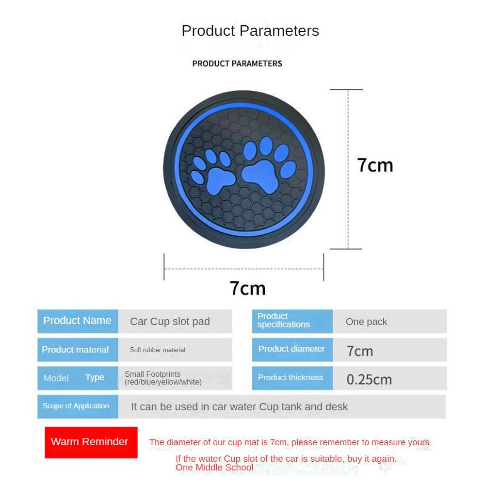 Non-slip Car Water Cup Pad Cat Paw Footprint Rubber Mat for Bottle Holder Coaster Auto Interior Anti-skid Cup Holders