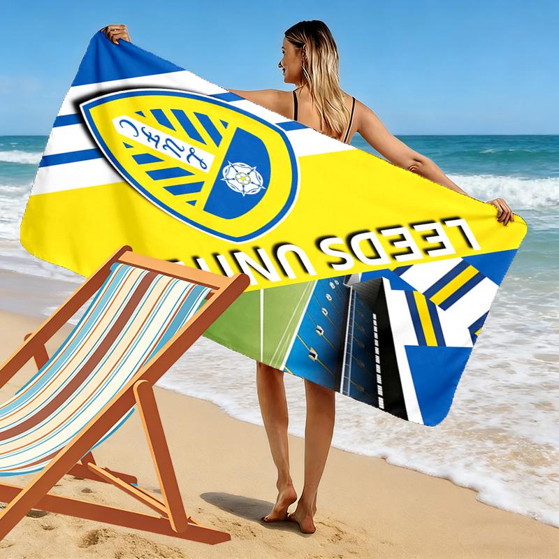 Leeds United Logo Aufdruck Strandtuch, Großes Weiches Schnelltrocknendes Handtuch für Strand Camping Schwimmen
