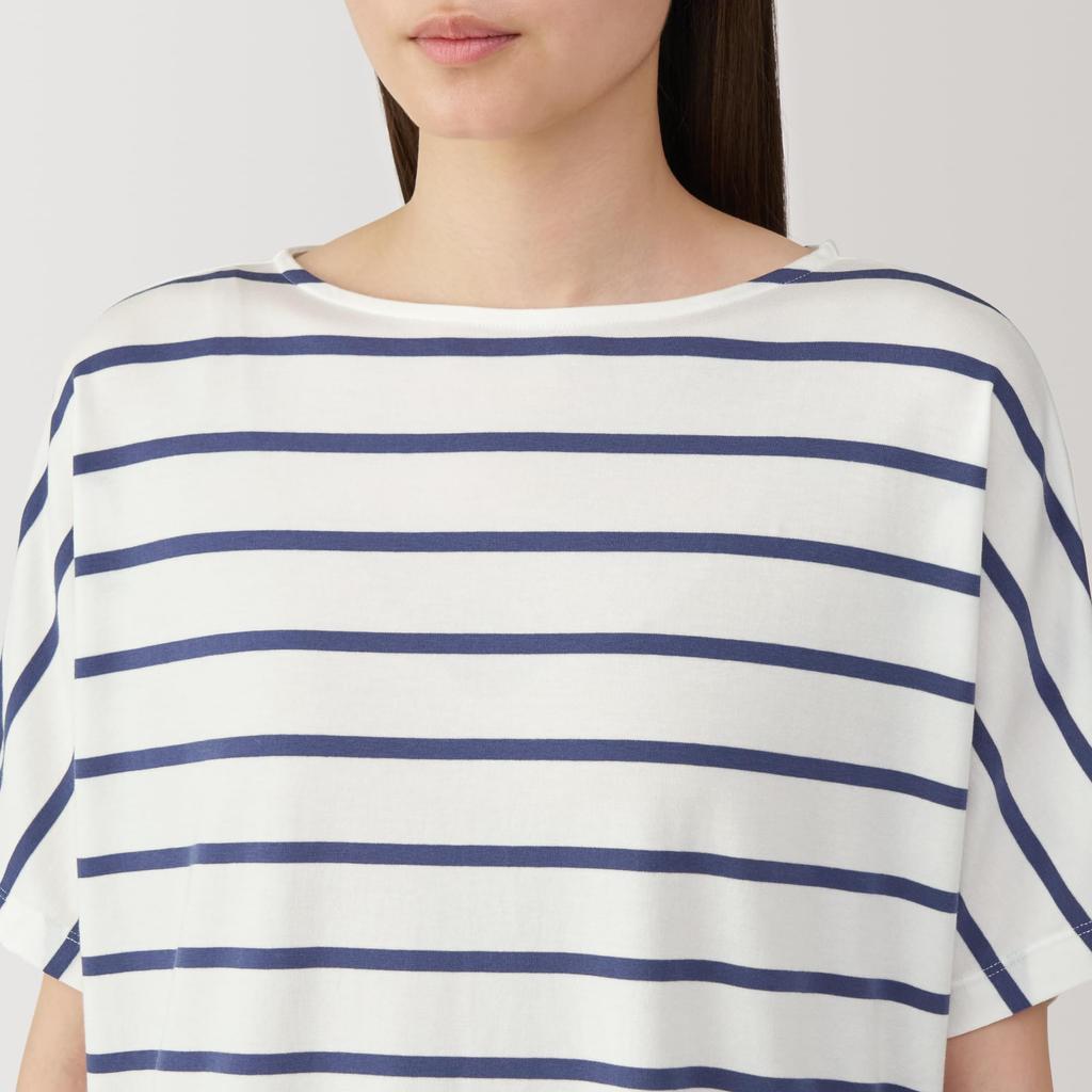 MUJI Smooth and Cool Short Sleeve Loungewear Blue Size FD1LBA5S Women's Set, Striped, Small,