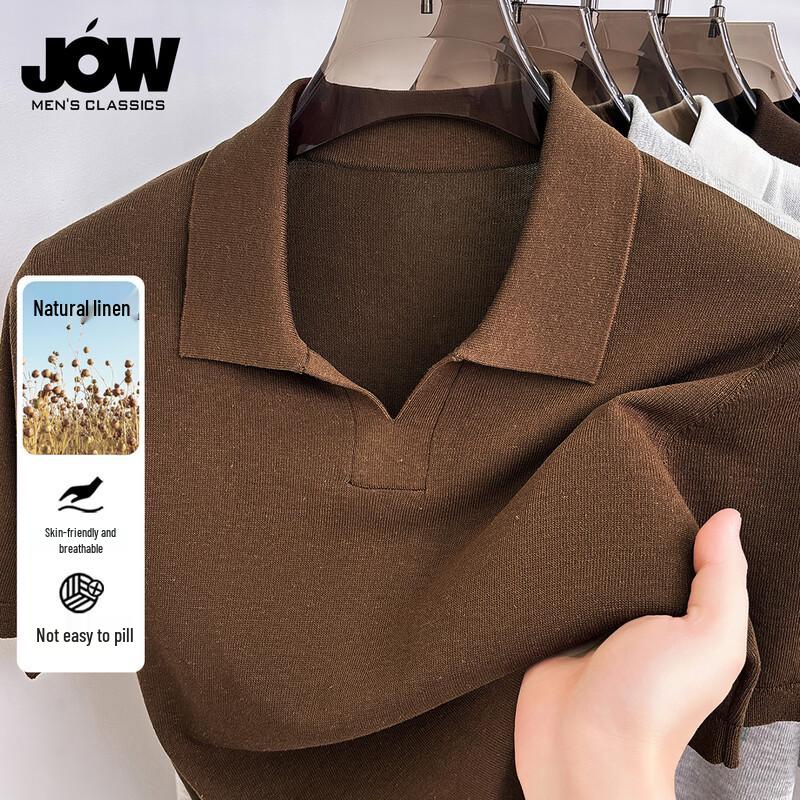 JOW Men s Business Seagull Collar Knit T-Shirt M