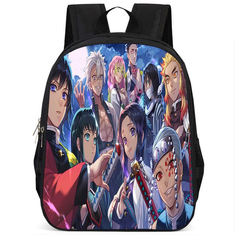 Trendy Demon Slayer Book Bag With Durable Oxford Fabric And Large Storage
