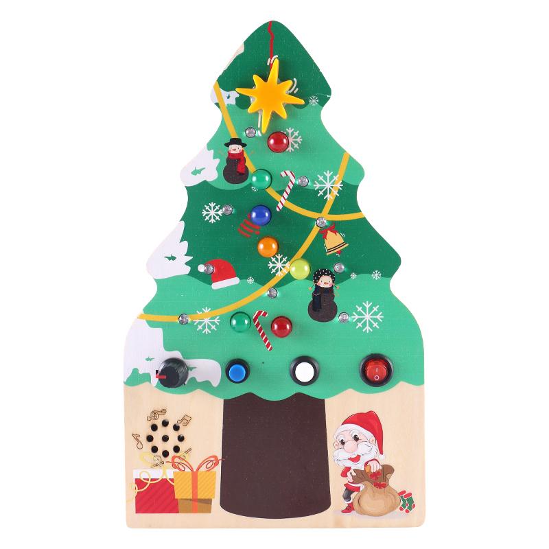 Montessori Christmas Tree Busy Board LED Educational Activity Developing Sensory Board Motor Skills New Year Gifts for Kids