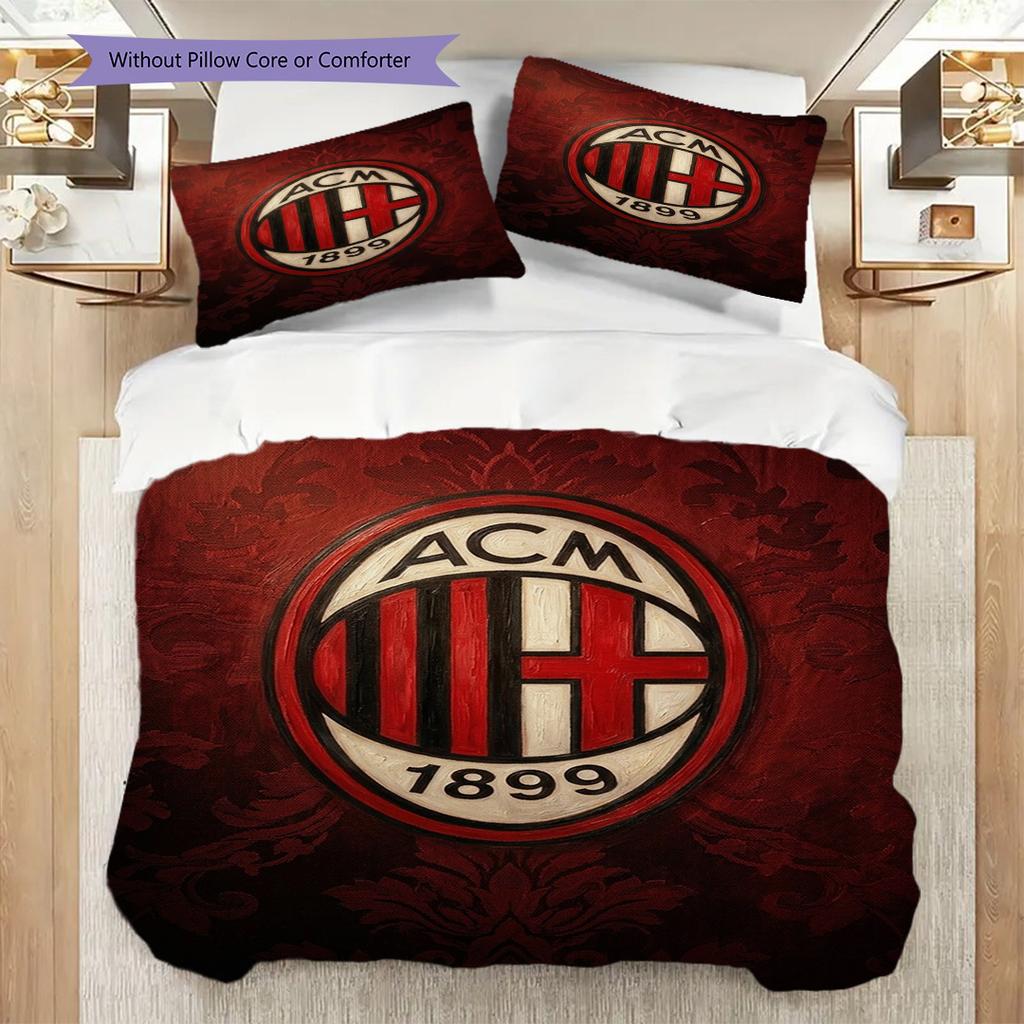 AC Milan Legacy: Black Glory Bedding (1 * duvet cover + 2 * pillowcase, without core) Bedding set Duvet cover and pillowcase Soft and comfortable