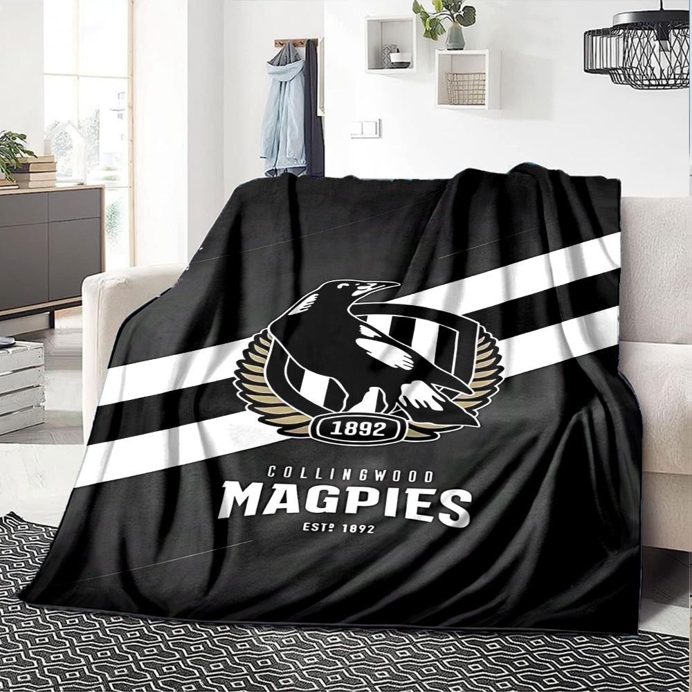 1pc Collingwood Magpies Throw Blanket - Soft Flannel, Cozy All-Season Polyester Perfect for Home, Office, Bedroom 1101