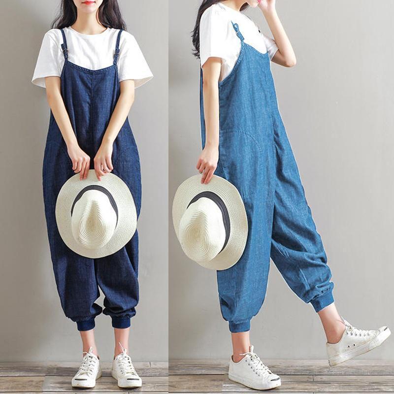 Premium Quality Women Jumpsuits Loose Sleeveless Backless Overalls Stylishly Retro