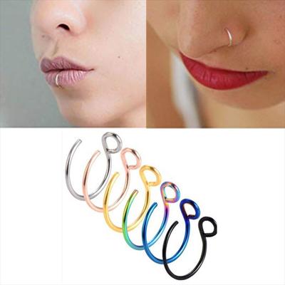 1 PC Women Colorful Fake Septum Stainless Steel Non Piercing Nose Ring Jewelry