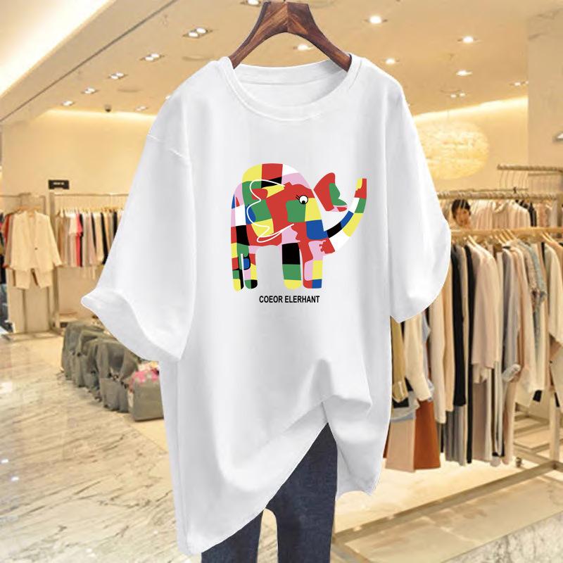 

Loose design cotton short-sleeved t-shirt women s new large-size casual alphabet top bottoming shirt S