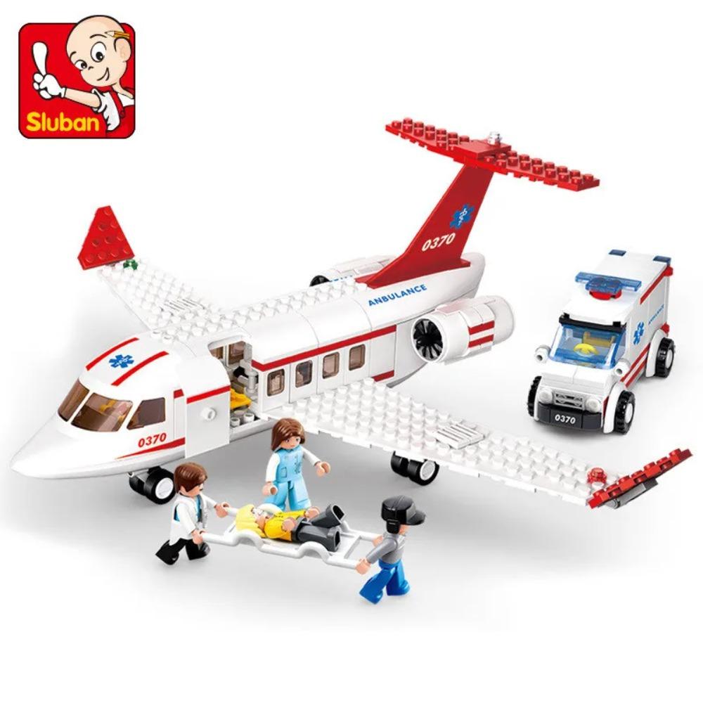 Airplane Aviation Medical Aircraft Air Ambulance Car City Building Blocks Kit Figures Brinquedos Educational Toys For Children