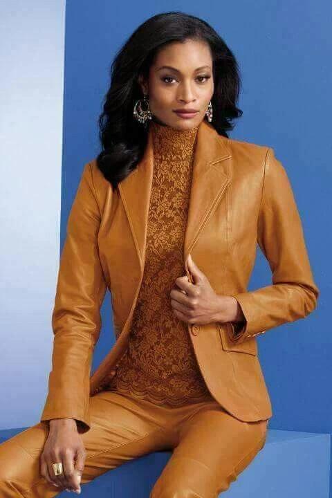 Handmade Lambskin New Stylish Designer Leather Blazer Women Formal Tan Real