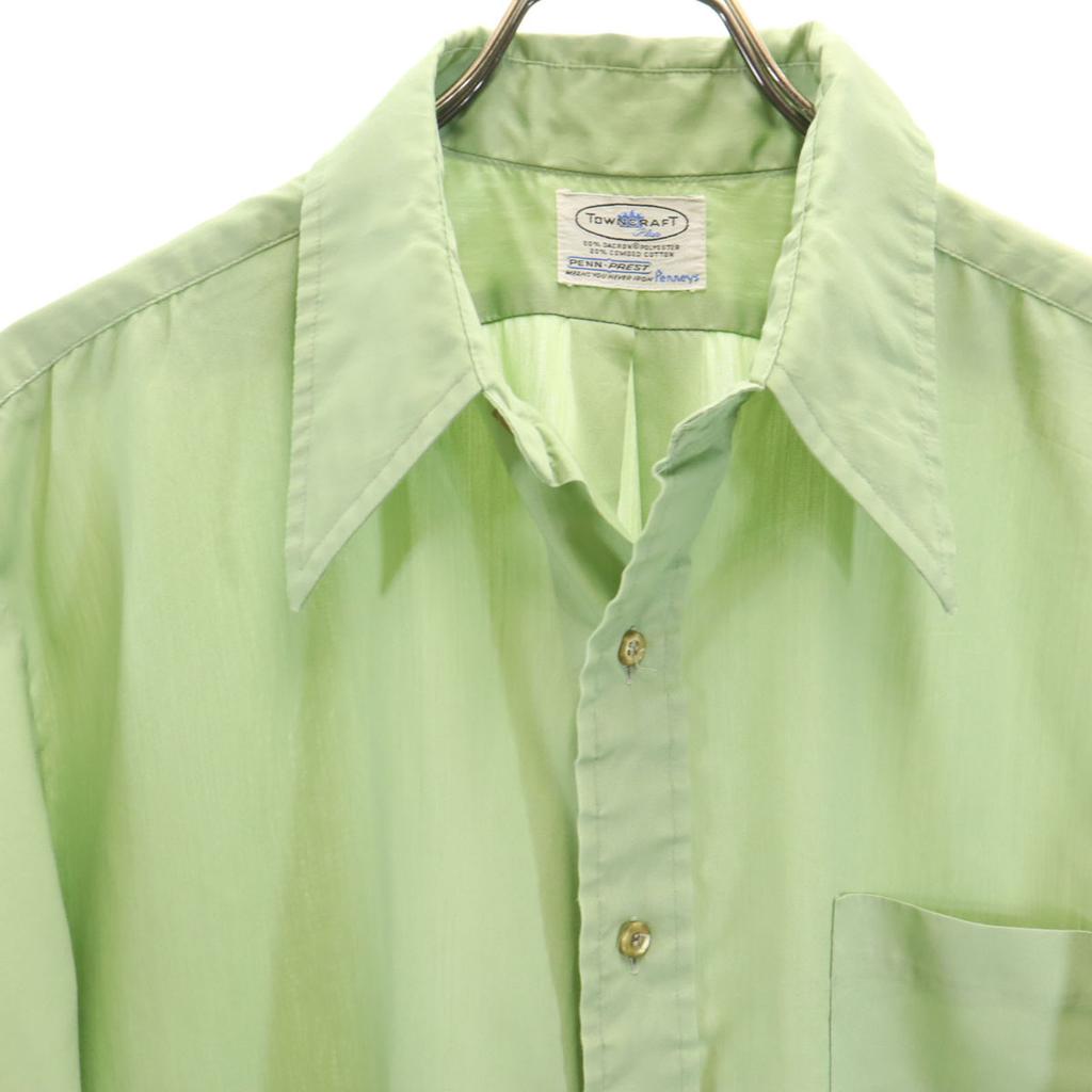 TOWNCRAFT 70s Vintage Short Sleeve Shirt Yellowish Green PENNEYS Men's Used