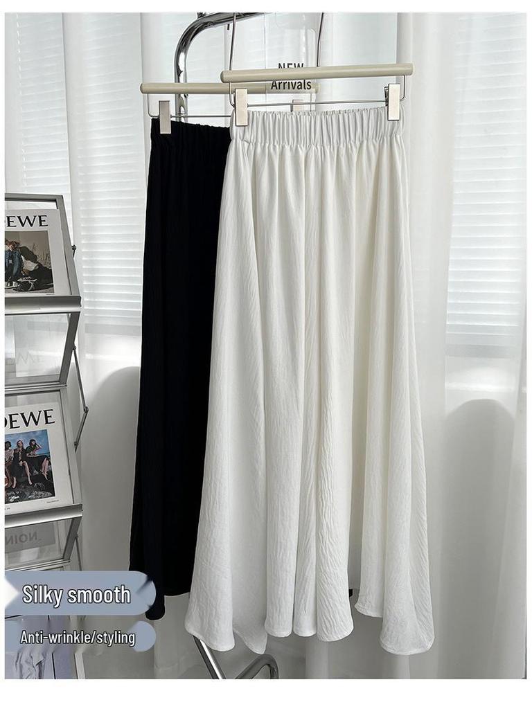 Pleated A-Line Cotton Linen High Waist Wide Leg Culottes Skirt Pants