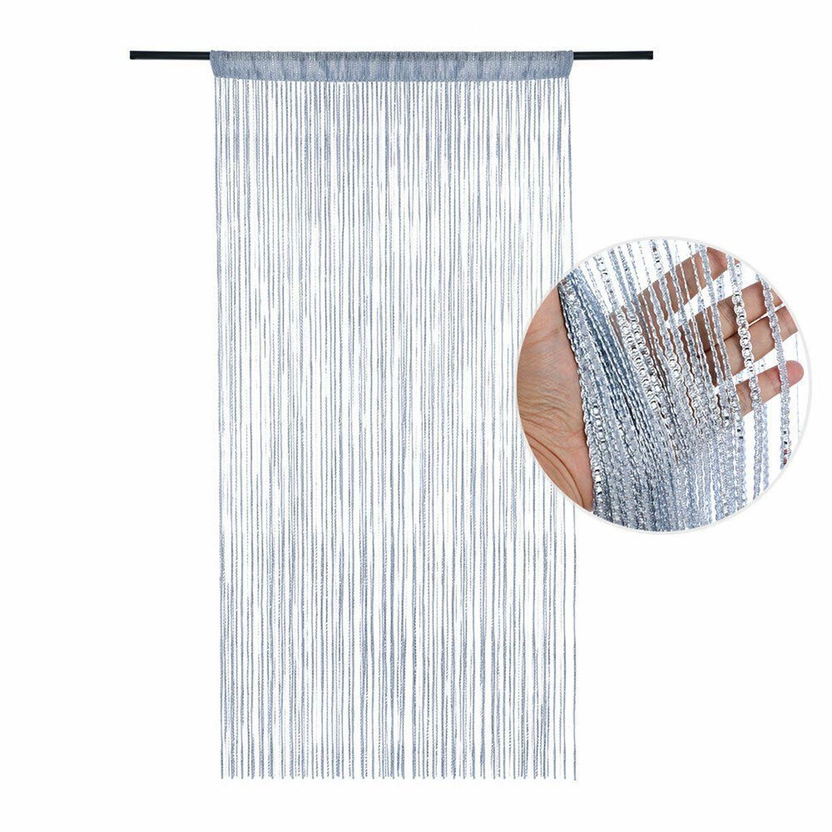 

Fly Screen 100 x 200cm Door Window Shiny Hanging Valance Divider Drape String Curtain Tassel Line белый