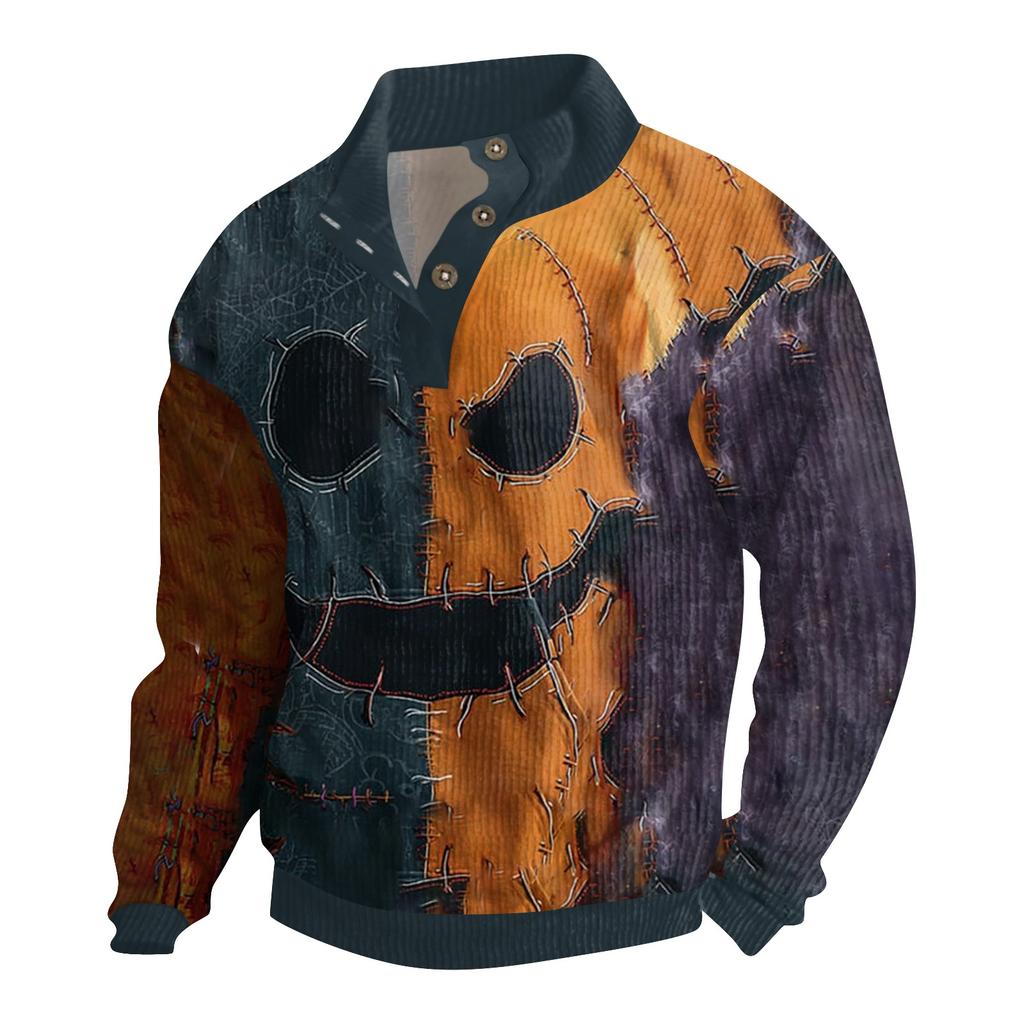 Men's Halloween Printed Corduroy Button Shirt