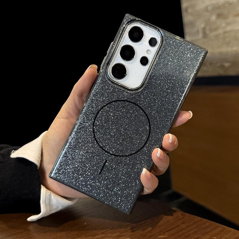 

Glitter Bling Magnetic Wireless Charging Soft Case For Samsung Galaxy S25 Ultra S24 Ultra S23 Ultra Silicone Shockproof Cover Galaxy S23 Ultra