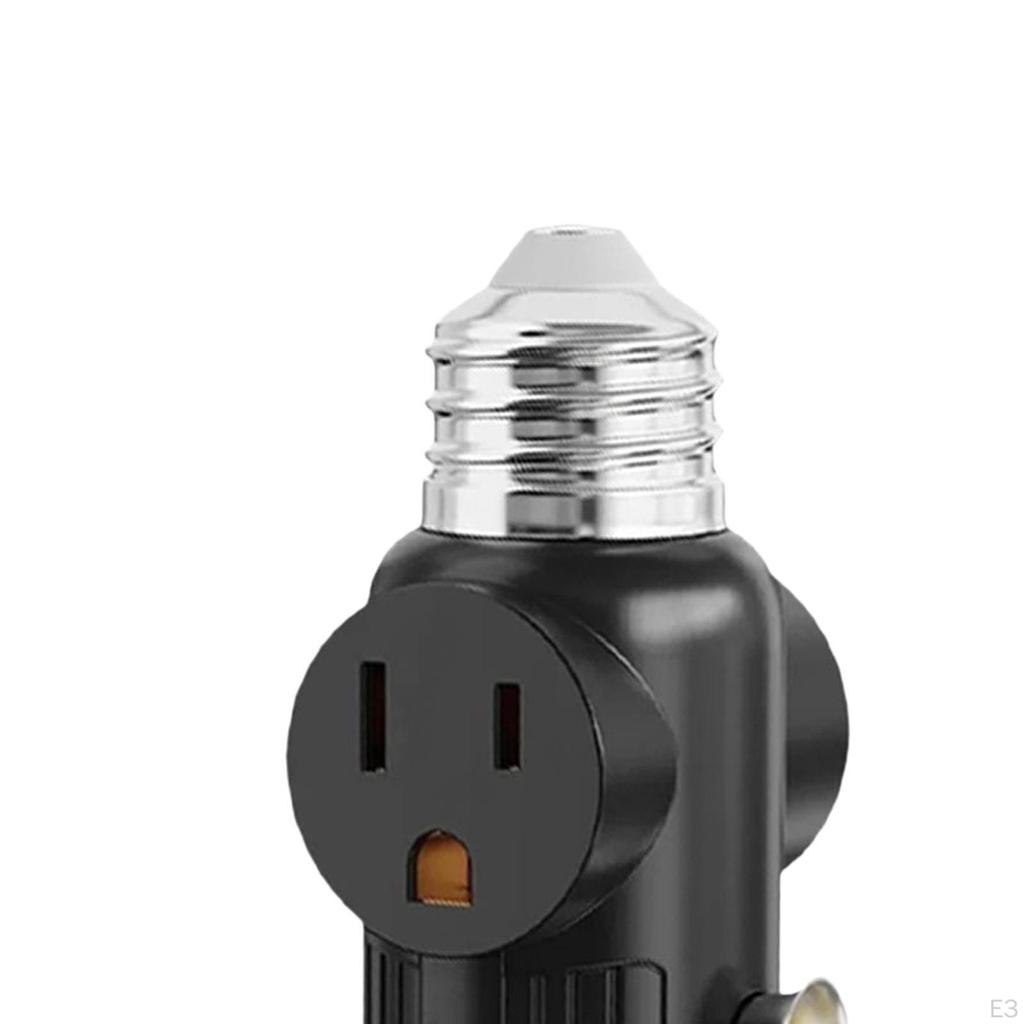 3 Prong Bulb Plug Adapter E26 Light Converter Pull Chain Switch Polarized Outlet