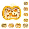 Yousheng Halloween Wooden Lighted Pumpkin for Tabletop, Spooky Pumpkin Lantern Shadow Box for Halloween Party, Dinning, Coffee Table Decoration