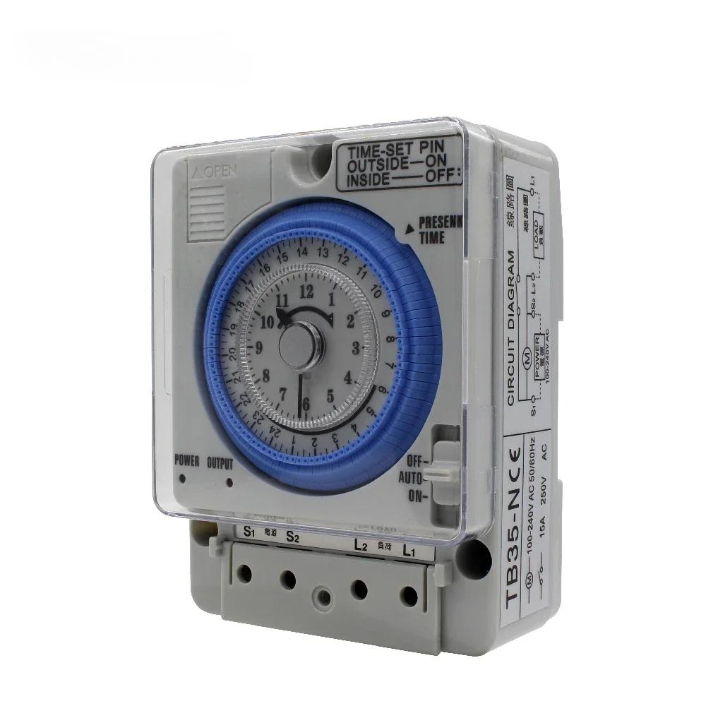 100-240V 15A Din Rail Water Heater Programmable Timer Switch Time Controller Mechanical Timer Switch