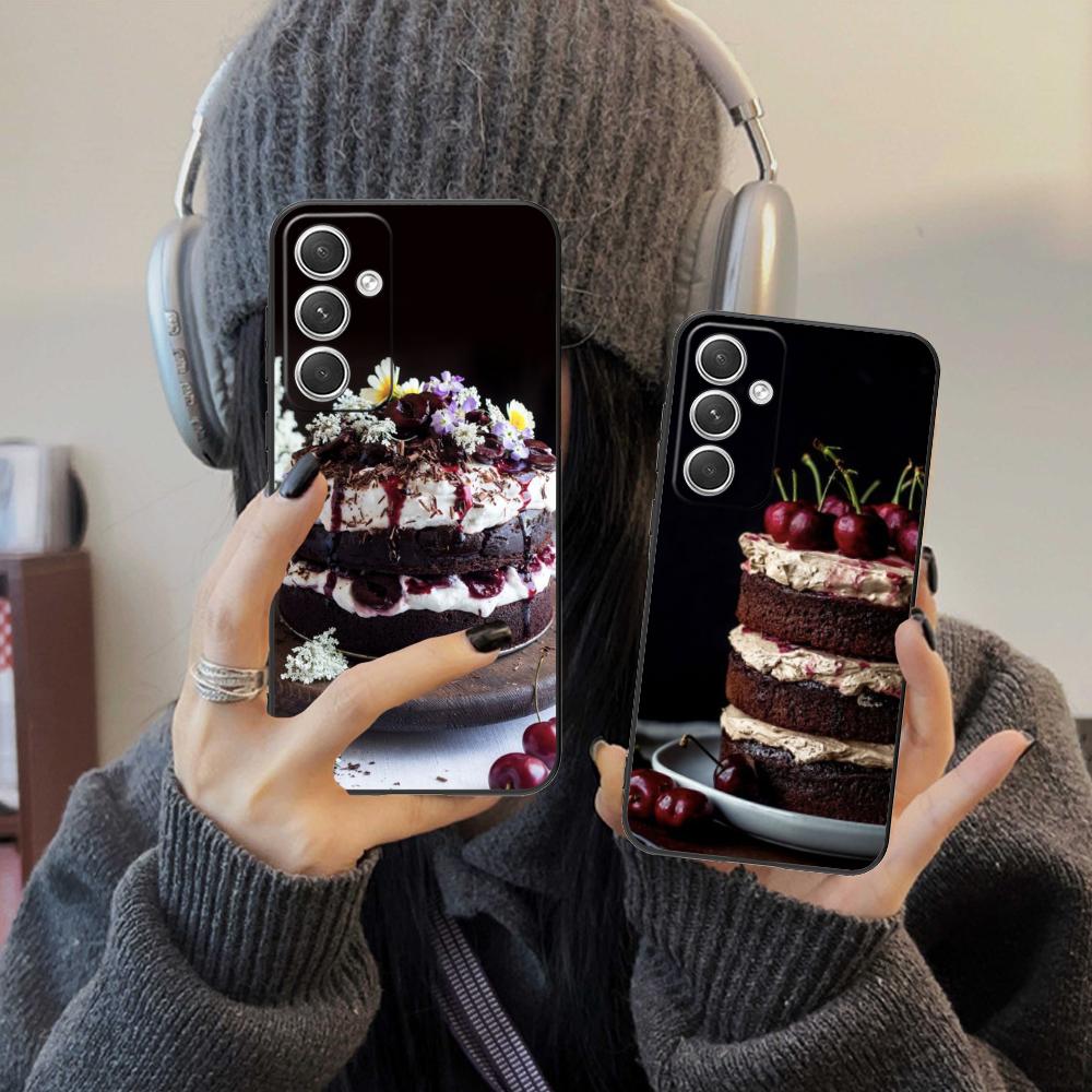 Black Forest Cake Mobile Phone Case for Samsung Galaxy S26 S25 S24 S23 S22 S21 S20 Note20 Plus FE Ultra Colorful Cover Pretty