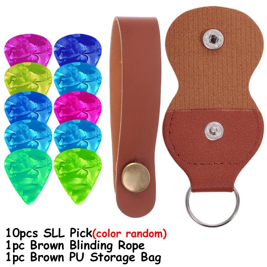 

Guitar Accessories Set: 10Pcs 0.5mm Smooth Guitar Picks, 1Pc Portable PU Storage Bag & 1Pc Guitar Neck Strap for Guitar & Bass