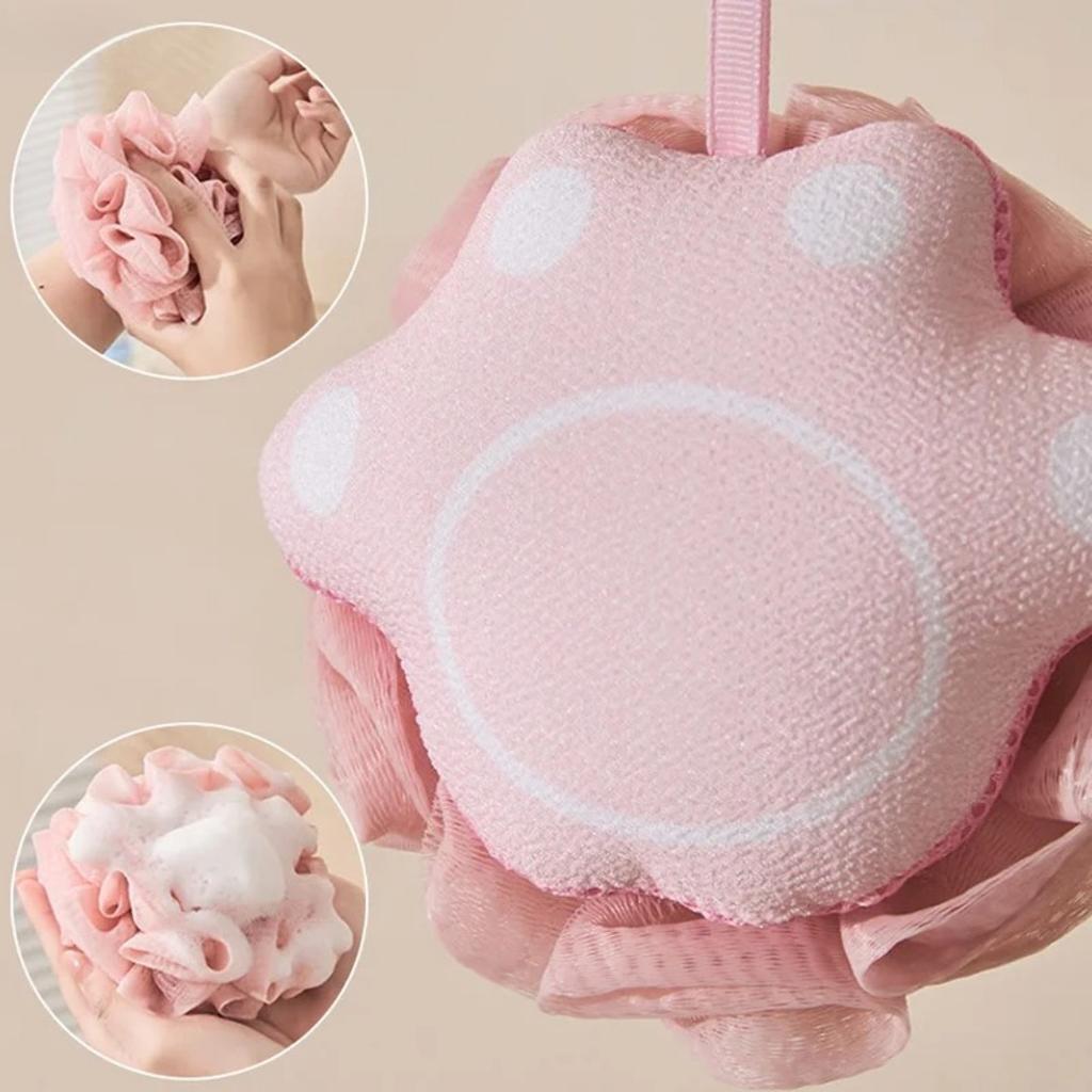 Cat Paw Bath Flower Towel Soft Cartoon Cute Bath Ball Bubble Hanging Rope Bath Ball Back Rubbing Magic Tool Bathroom Supplies