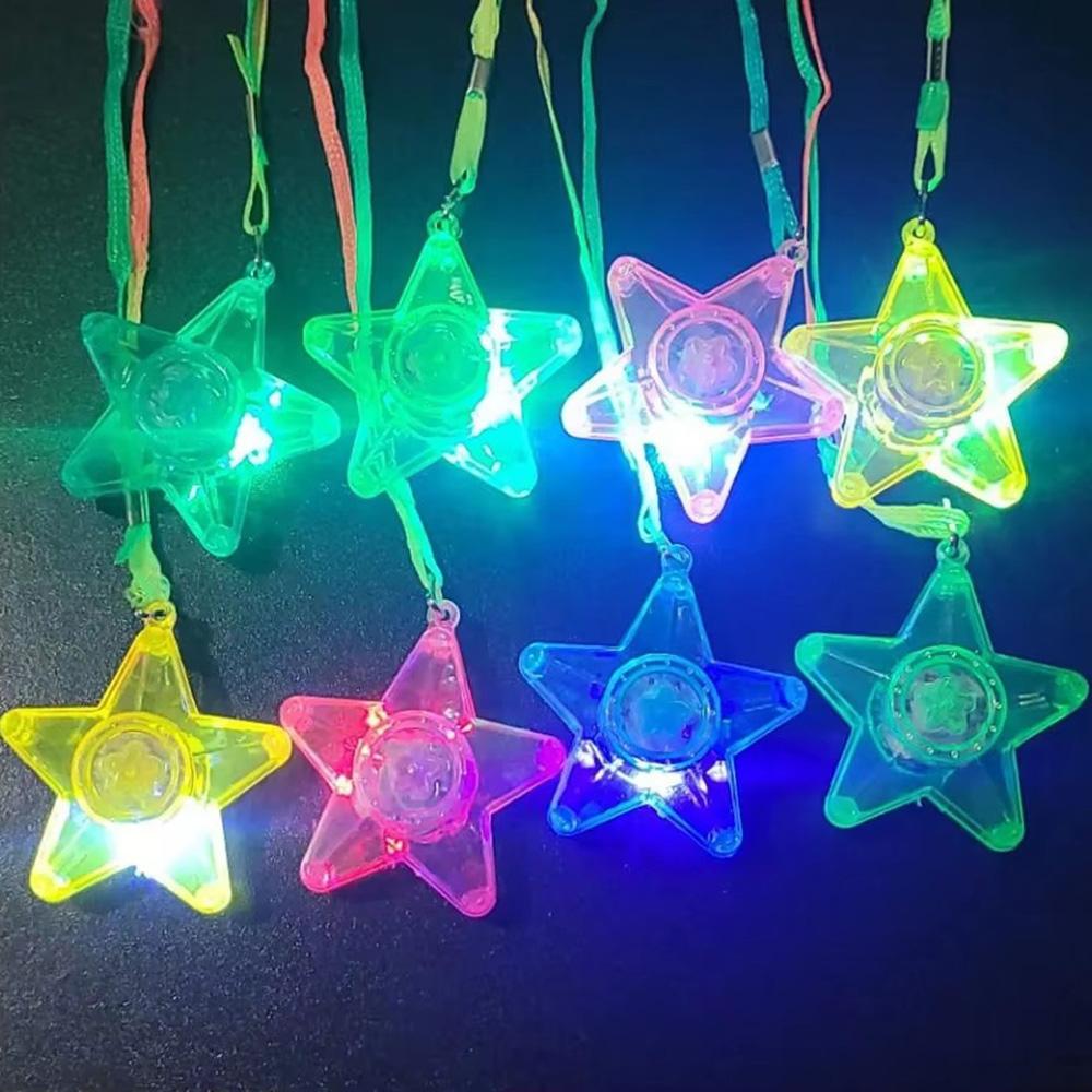 10/25/50 pcs Star Heart LED Light Up Necklace Pendants Flashing Glow Luminous Necklace Kids Girls Led Flashing Necklace Party 10pcs звезда