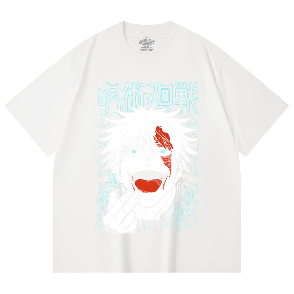 230 Gsm 100% Cotton Jujutsu Kaisen V1 Gojo Print Unisex Heavy Cotton T Shirt