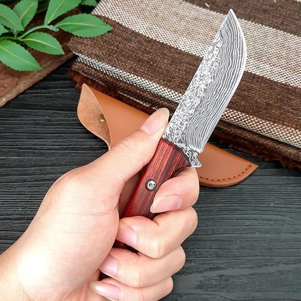 Damascus Pattern Stainless Steel Forged Kitchen Boning Knife Meat Cleaver Cutter
