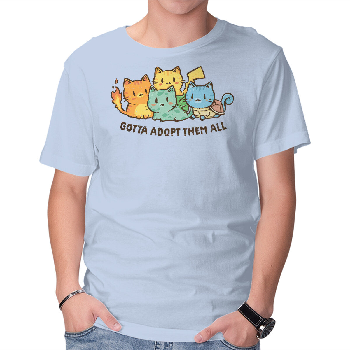 Unisex Crew Neck T-Shirt Gotta Adopt Them All Graphic Short Sleeve Casual Tee XXXL