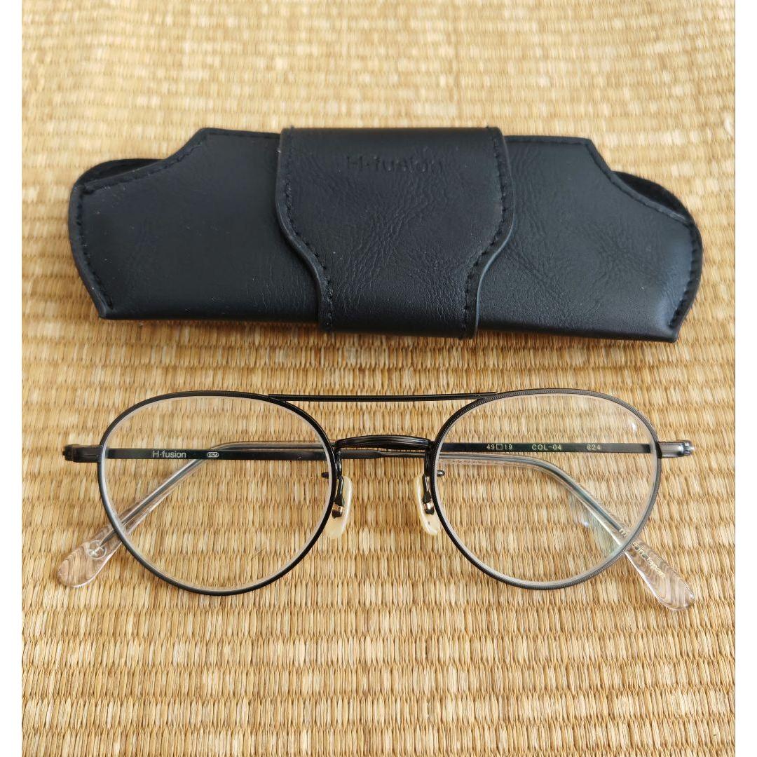 Used H-fusion HFL-624 double bridge two bridge glasses black