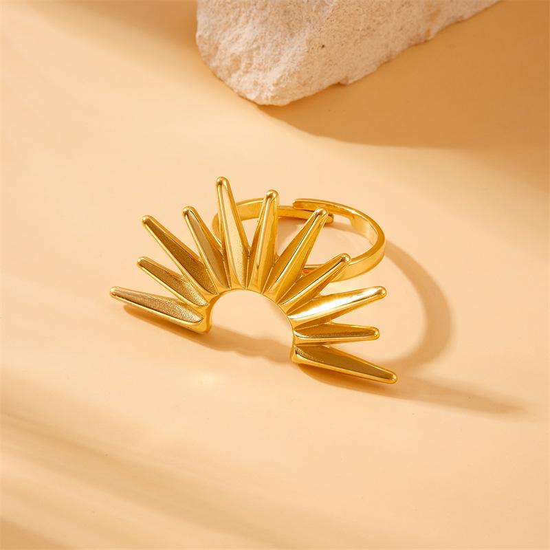 Sunburst Jewelry Set Necklace Earrings Ring Stainless Steel