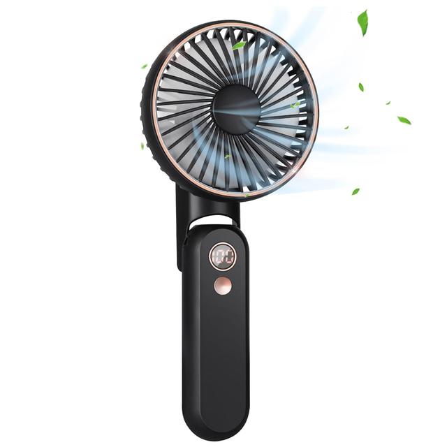 

Портативный мини-вентилятор Ручной вентилятор с аккумулятором USB Перезаряжаемый вентилятор 180 ° Складной бесшумный стол Ручной вентилятор для кемпинга Офис на открытом воздухе чёрный