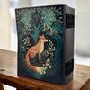 200 Page Large Fox Vintage Handmade leather Journal, Grimoire Fat journal Blank spell book of shadows Celestial Christmas Gifts For Him Her