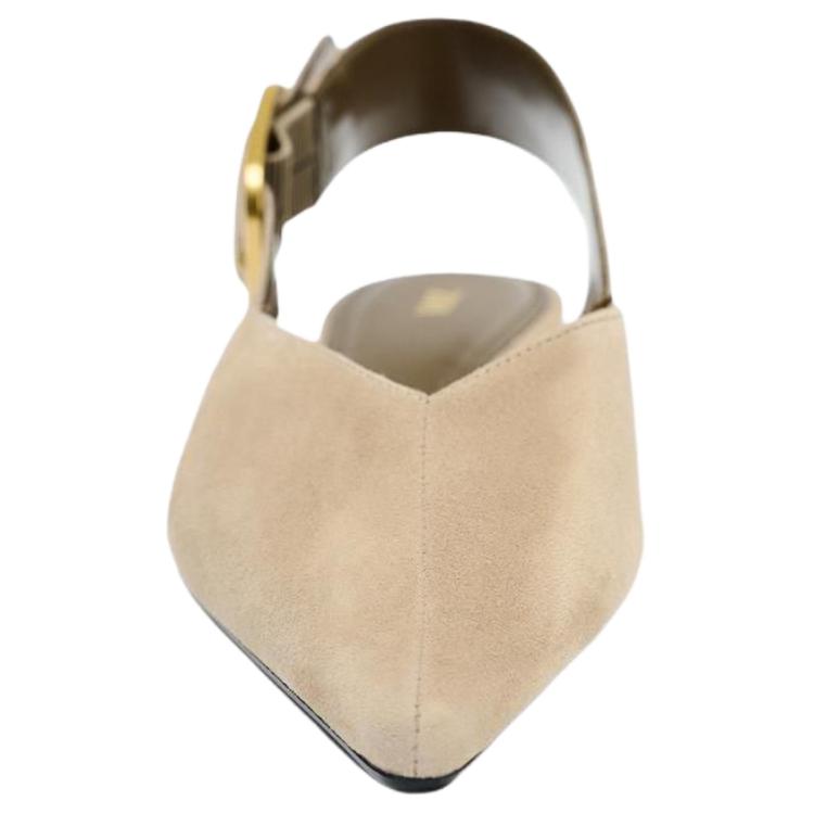 Zara Fashionable Open-Back Casual Flats Women Flats Beige 1518610102