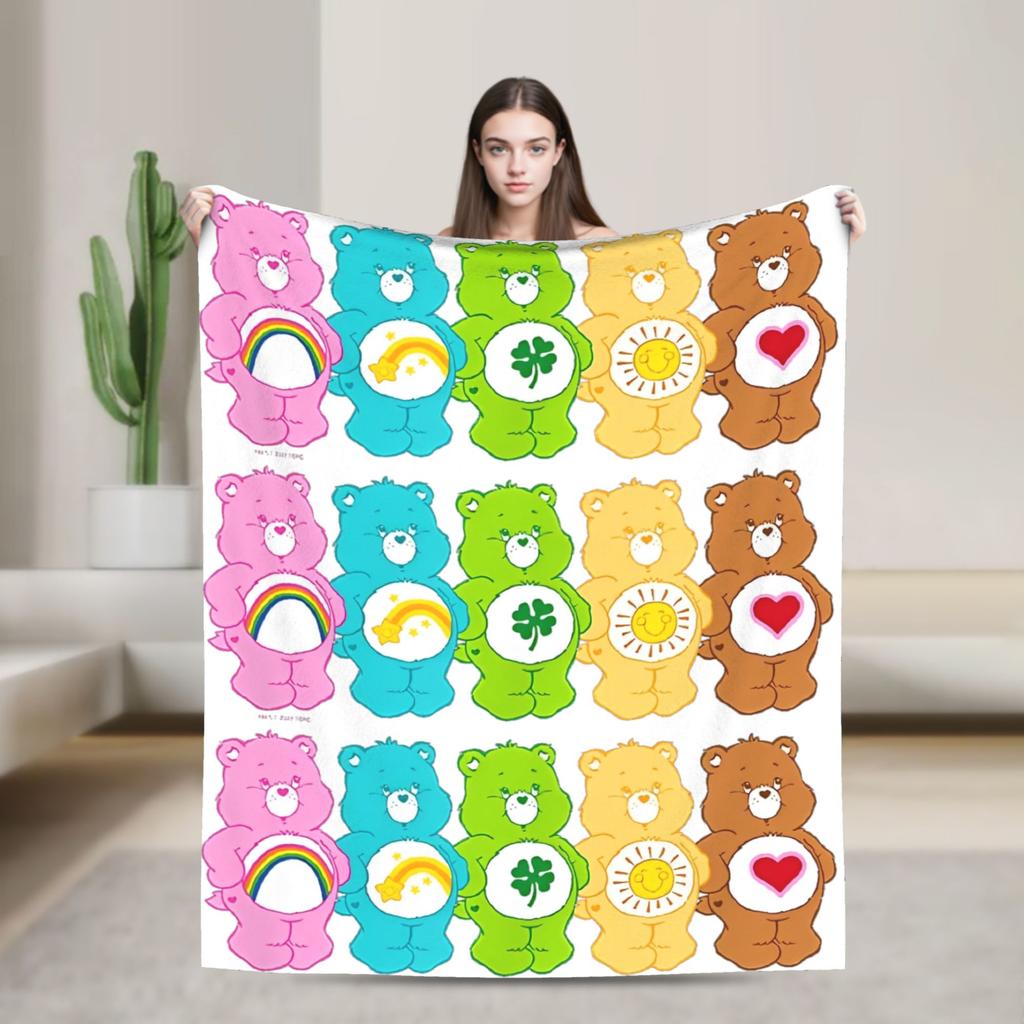 Pile Collage Of Care Bears And Cousins Blanket Flannel  Soft Throw Blankets for Outdoor Travel Bedspread