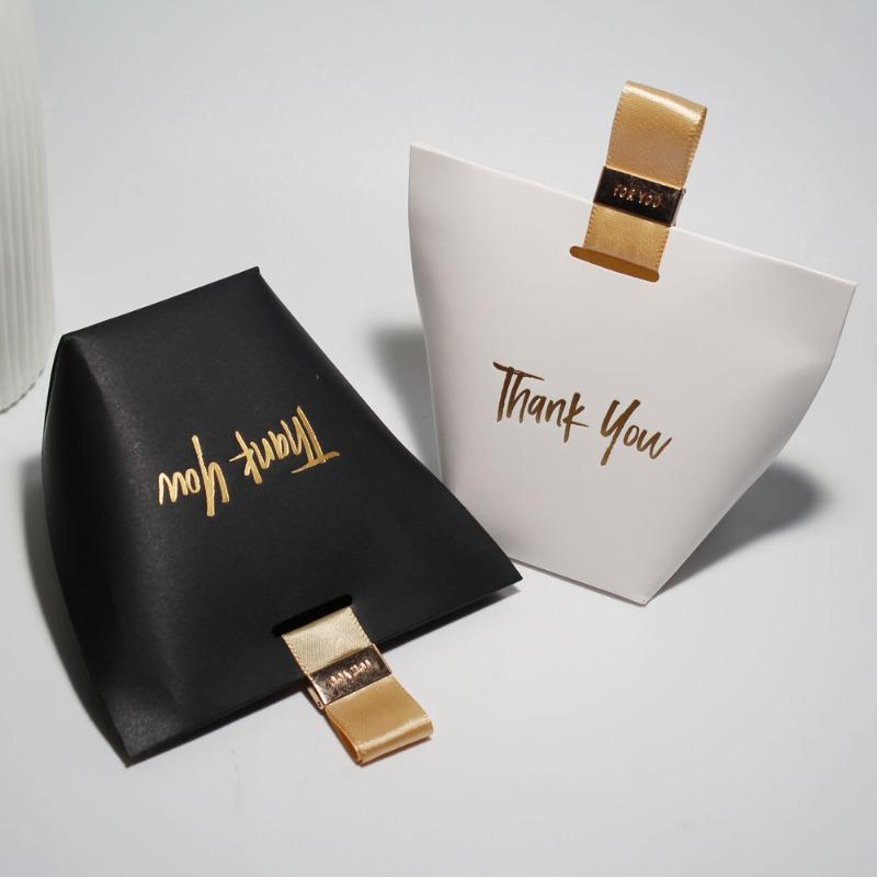 5/10 pcs Thank You Candy Boxes -Black &White Minimalist Design, Ideal for Wedding,Thanksgiving-with Gold Foil Stamping Gift Box
