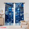 2pcs 2D flat printing Merry Christmas Popular Drapes blue snowflakes Polyester Without Electricity Festive Curtains for Room