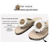 Daisy Women's Herringbone Hemp Rope Flip-Flops: Summer Straw Woven Low Heel Slip-On Sandals