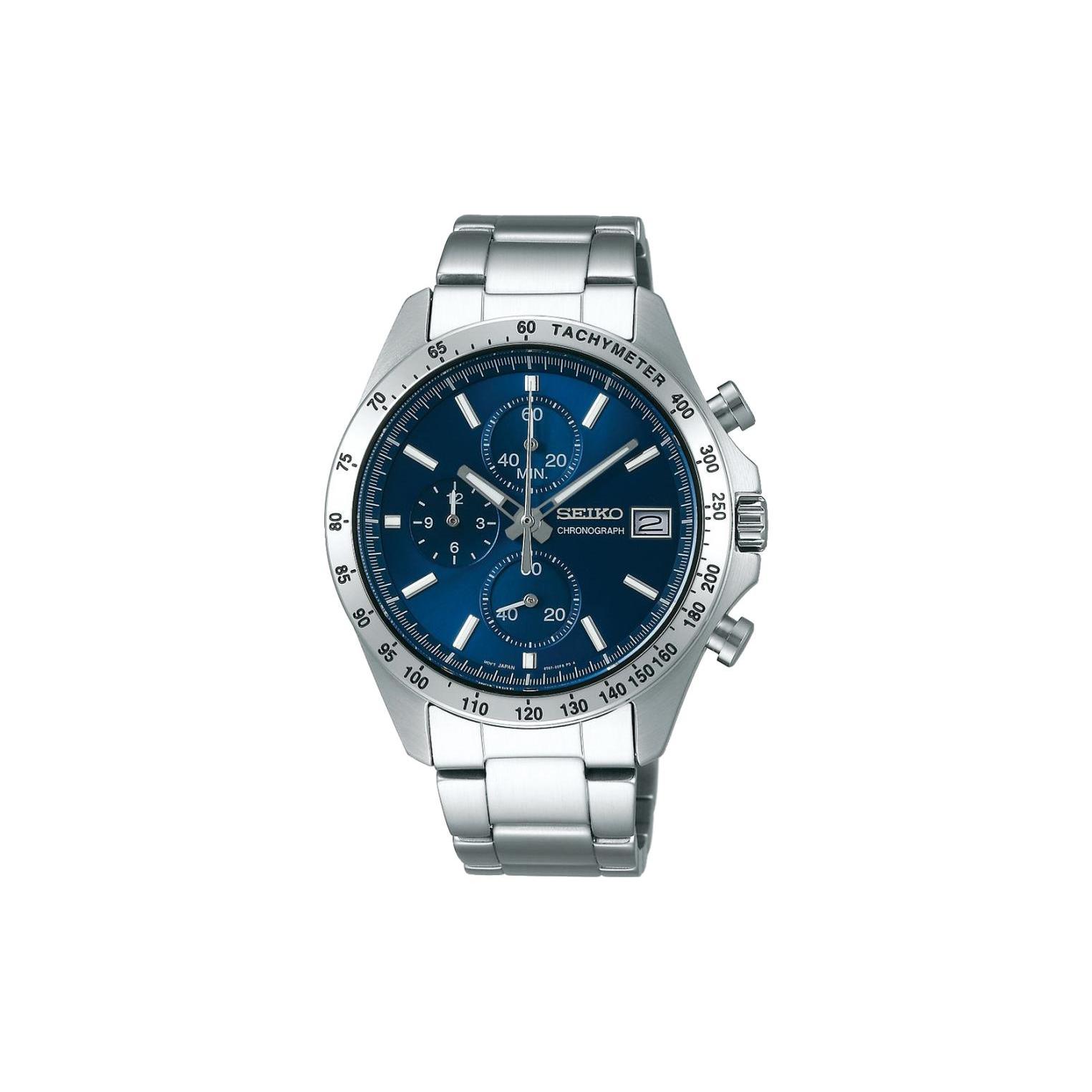 SEIKO Quartz Movement Stainless Steel Strap Watch Men s Watches Blue Dial SBTR023 Silver Strap