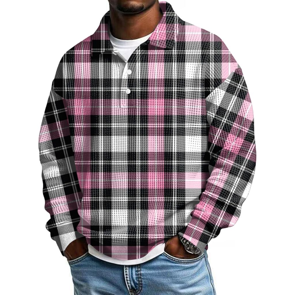Men Casual Button Down Shirt Golf Pullover V Neck Stand Collar Fashion Fall Sweatshirt