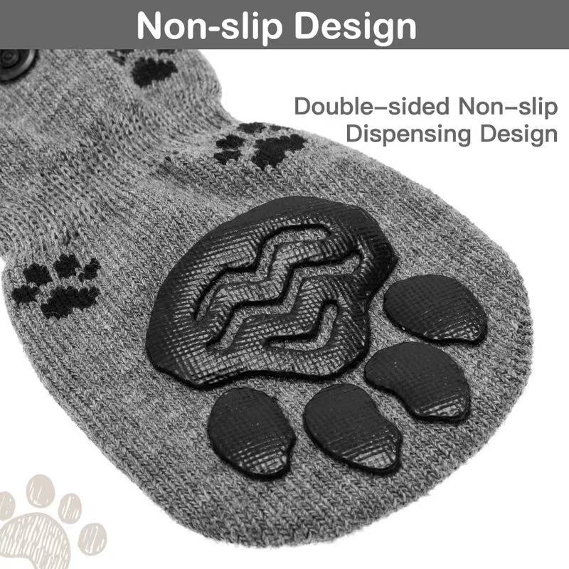 4Pcs Anti Slip Cotton Dog Socks Anti-fall Silent Indoor Paw Covers for Medium Large Dogs