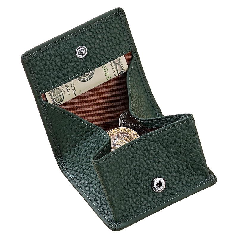 Women's Mini Coin Purse: Japanese Style Genuine Cowhide Leather with Lychee Pattern.