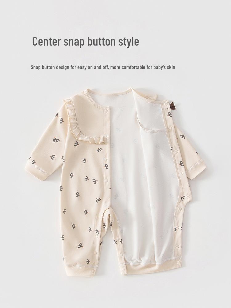 Pure Cotton Lace Collar Baby Girl Jumpsuit - Sweet Spring/Autumn Romper Outfit