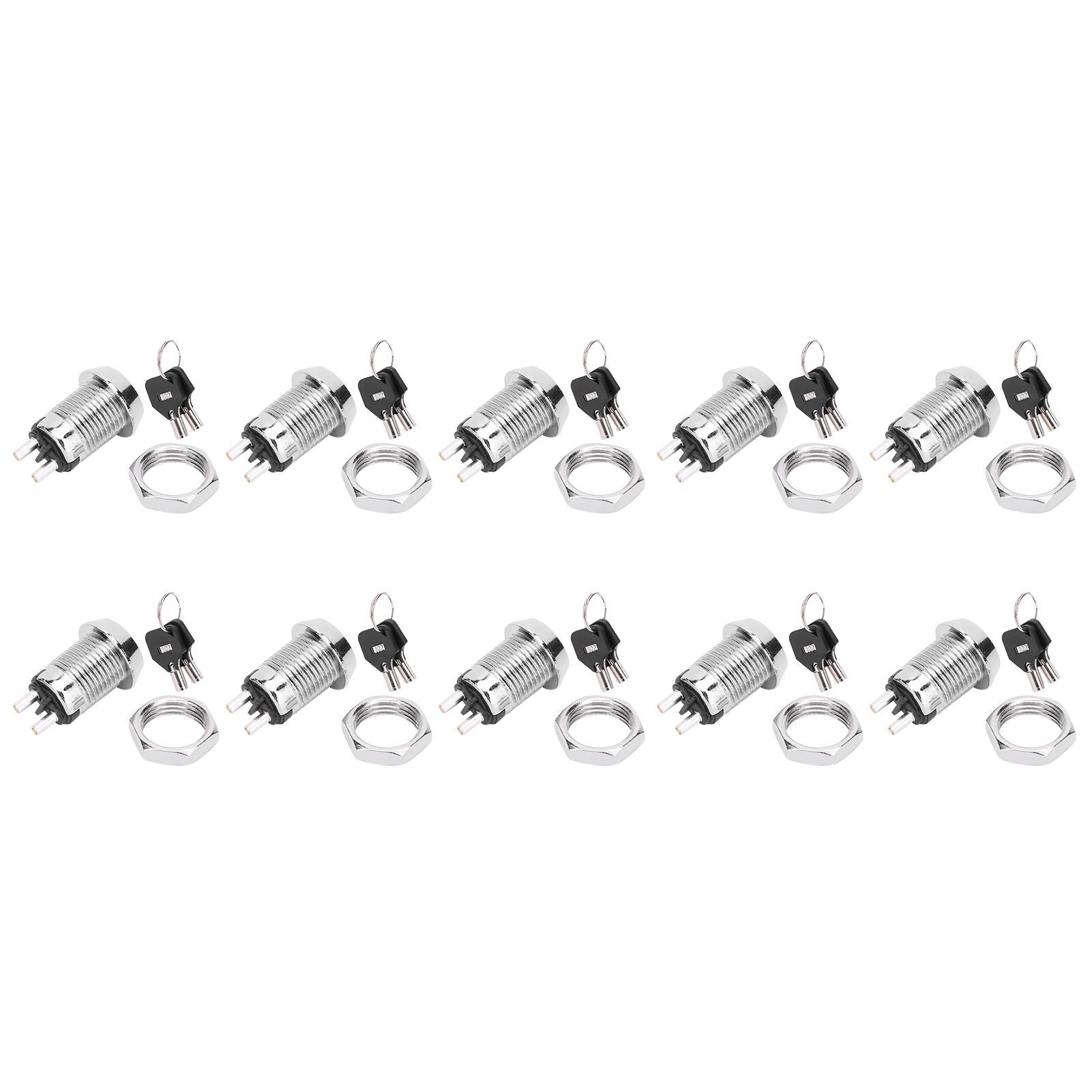

10 Sets Key Switch Stainless Steel OnOff Power Lock Double Pull Switches 12 x 22mm