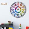 Wall Clock Silent Nonticking Scientific Design Easy To Read Battery Operated Colorful Teaching Time Clock Kids Learning Tool